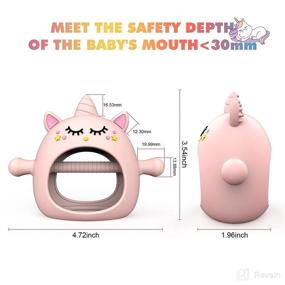 img 2 attached to 🦄 Silicone Teething Toys for Babies 6-12 Months, Tinabless Unicorn Never Drop - Designed for Babies 0-6 Months, Car Seat Toy for Newborns, Natural Organic Baby Teether for Boys & Girls, Pink