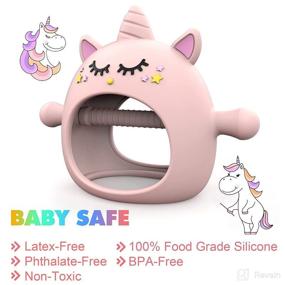 img 3 attached to 🦄 Silicone Teething Toys for Babies 6-12 Months, Tinabless Unicorn Never Drop - Designed for Babies 0-6 Months, Car Seat Toy for Newborns, Natural Organic Baby Teether for Boys & Girls, Pink