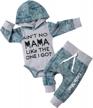 adorable newborn baby boy outfit: von kilizo letter print hoodies + long pants set for fall and winter logo
