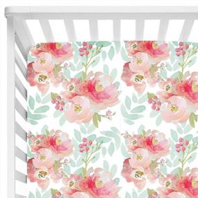 img 2 attached to Baby Floral Fitted Crib Sheet For Boy And Girl Toddler Bed Mattresses Fits Standard Crib Mattress 28X52 (Pink Mint Floral)