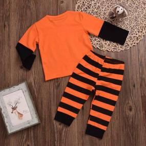 img 1 attached to Halloween Baby Outfit: Pumpkin Long Sleeve T-Shirt And Striped Long Pants For Newborn Boys And Girls By GuliriFei