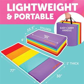img 3 attached to Sturdy Antsy Pants Tumbling Mat - Lightweight Gymnastics Equipment For Kids' Activity Play, Easy-To-Clean Foldable Gym Mat With Padded Support And Portable Design, Featuring A Carrying Handle
