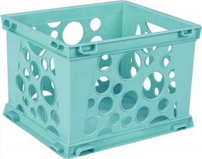 img 2 attached to Teal Storage Crates With Handles - Pack Of 3 For Letter And Legal Documents And Folders - Storex Premium Quality (61670U03C)