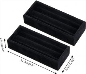 img 3 attached to Valyria 2 Slot Velvet Small Ring Organizer Set Of 2 Earring Trays For Jewelry Storage In Box, Drawer Or Dresser Display