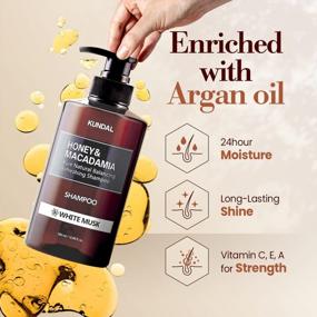 img 1 attached to Argan Oil And White Musk Moisturizing Shampoo For Dry And Damaged Hair - Sulfate And Paraben Free, 2 Bottles X 16.9 Oz By Kundal