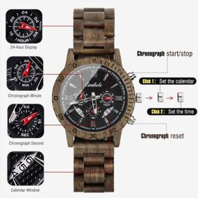 img 2 attached to Emibele Men'S Wooden Chronograph Watch With Date Display And Luminous Hands - Handmade Military Quartz Wristwatch With Three Sub-Dials For Casual Style.