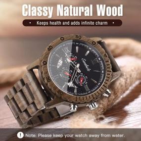 img 3 attached to Emibele Men'S Wooden Chronograph Watch With Date Display And Luminous Hands - Handmade Military Quartz Wristwatch With Three Sub-Dials For Casual Style.