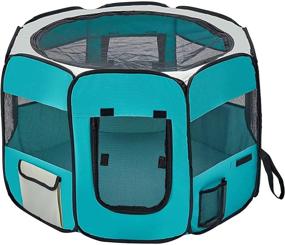 img 2 attached to Aliparr Foldable Portable Pet Playpen: Ideal Kennel for Dogs, Cats, and Small Pets - Includes Carrying Case, Removable Shade Cover, Water Resistant - Perfect for Travel, Indoor, Outdoor, and Predelivery Room