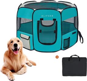 img 4 attached to Aliparr Foldable Portable Pet Playpen: Ideal Kennel for Dogs, Cats, and Small Pets - Includes Carrying Case, Removable Shade Cover, Water Resistant - Perfect for Travel, Indoor, Outdoor, and Predelivery Room