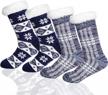 libwys 2 pairs men’s fleece lined socks cozy winter slipper socks with gripper (blue) logo