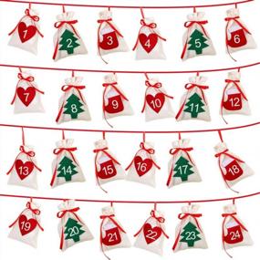 img 4 attached to 24 Days Burlap Hanging Christmas Advent Calendar Gift Bags DIY Countdown Home Office Decor 2021 OurWarm