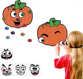 img 1 attached to Toyvian Halloween Party Games Stickers For Kids, Pumpkin Game Pin The Pumpkin Games For Kids Halloween Supplies Favors With 2 Pumpkin Poster 4 Face Sticker 5 Nose Sticker And 2 Blindfold