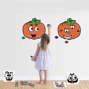 img 3 attached to Toyvian Halloween Party Games Stickers For Kids, Pumpkin Game Pin The Pumpkin Games For Kids Halloween Supplies Favors With 2 Pumpkin Poster 4 Face Sticker 5 Nose Sticker And 2 Blindfold