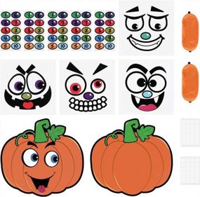 img 2 attached to Toyvian Halloween Party Games Наклейки для детей, тыквенная игра Pin Тыквенные игры для детей Хэллоуин поставляет сувениры с 2 тыквенными плакатами 4 наклейками для лица 5 наклейками для носа и 2 повязками на глаза