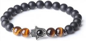 img 4 attached to Mens & Womens Hamsa Hand Bracelet - AMORWING Stone Beaded Jewelry