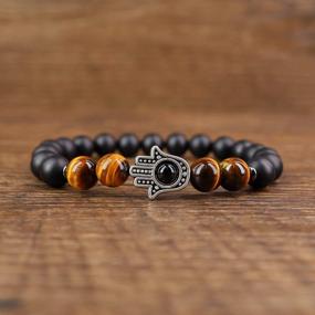 img 1 attached to Mens & Womens Hamsa Hand Bracelet - AMORWING Stone Beaded Jewelry