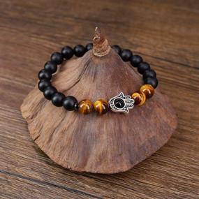 img 2 attached to Mens & Womens Hamsa Hand Bracelet - AMORWING Stone Beaded Jewelry