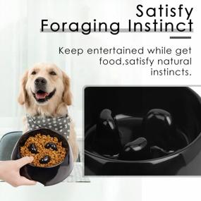 img 3 attached to Super Design Slow Feeder Dog Bowls Cat Bowls- Anti-Gulping Puppy Slow Feeder Bowl For Dry Wet Raw Food Non-Slip Slow Feeder For Small Medium Large Breed (Round-Black, ¼ Cup)