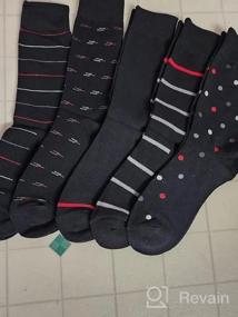 img 6 attached to 6 Pack Men'S Black Patterned Combed Cotton Dress Socks For Size 10-13, Casual Mid Calf Length