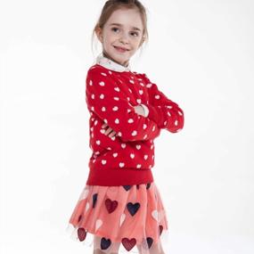 img 2 attached to Girls Valentine Sweater 100% Cotton Kids Pullover - BOBOYOYO Toddler Heart Knit Winter Clothes Top Light