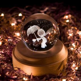 img 2 attached to 3D Crystal Ball Music Box With Rotating Projection LED Light - FSIGOM - Prince Design - Ideal Gift For Birthdays And Christmas, With Wood Base
