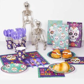 img 1 attached to Day Of The Dead Party Supplies For 16 Guests - Includes Sugar Skull Plates, Napkins, Cups, Utensils And More - Perfect For Dia De Los Muertos Celebrations - Decorate Your Party With 112PCS
