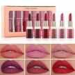 wismee velvet lipstick set for women - long-lasting, nutritious, and soft lip stick with 6 shades of beautiful matte makeup - cosmetic set for beauty logo