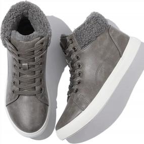 img 4 attached to Winter Ready: Adokoo Women'S High Top Ankle Boots - Combat Style, Short Booties With A Snow-Ready Twist!