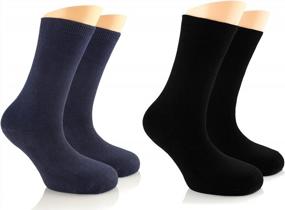 img 4 attached to Womens' Bamboo Mid-Calf Socks - Pack Of 3 Seamless Plain Dress Socks From LAETAN