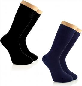 img 3 attached to Womens' Bamboo Mid-Calf Socks - Pack Of 3 Seamless Plain Dress Socks From LAETAN
