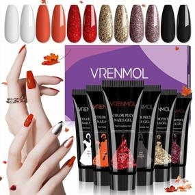 img 4 attached to Vrenmol Poly Nails Gel Set: 6 Colors Red Gold Glitter Black White Builder DIY Manicure Starter Professional Gift Women Home Salon