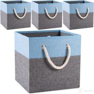 🔵 set of 4 prandom large foldable cube storage bins, 13x13 inch, fabric linen storage baskets cubes drawer with cotton handles, organizer for shelves, toys, nursery, closet, bedroom - blue logo