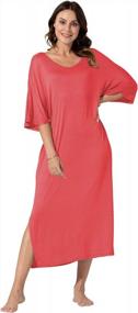 img 3 attached to WEKILI Women'S V Neck Ultra-Soft Plus Size Nightgown With Pockets Loose Long Sleep Dress