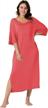 wekili women's v neck ultra-soft plus size nightgown with pockets loose long sleep dress logo