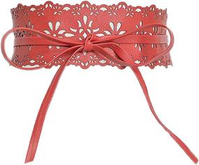 img 4 attached to 🌸 Womens Leather Flower Hollow Around Dresses: The Perfect Women's Accessory - Belts!