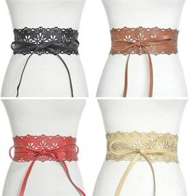 img 3 attached to 🌸 Womens Leather Flower Hollow Around Dresses: The Perfect Women's Accessory - Belts!