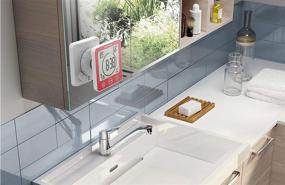 img 2 attached to KADAMS Цифровой душ для ванной комнаты Кухонные часы с будильником, водонепроницаемый для брызг воды, визуальный таймер обратного отсчета, инструмент управления временем, температура в помещении, влажность, присоска, подставка для отверстий - красный