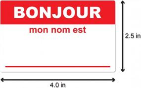 img 3 attached to 100 Fabric-Safe Nametag Stickers In French - 4"X2.3" Red With Perforated Labels For Networking, School, Church Events - 1 Roll Of 100 Tags With Adhesive