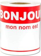 100 безопасных для ткани наклеек с именами на французском языке - 4 красных "x2.3" с перфорированными этикетками для сетей, школ, церковных мероприятий - 1 рулон из 100 бирок с клеем логотип