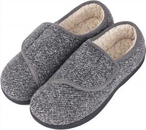 img 4 attached to Comfortable & Warm Diabetic Slippers With Memory Foam For Men - Perfect For Arthritis, Edema & Swollen Feet