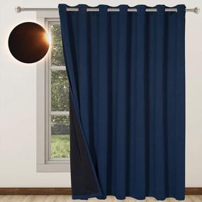 img 4 attached to WONTEX Navy 100% Blackout Curtains For Bedroom, Living Room & Patio – Large 100"X84" Thermal Insulated Room Dividers With Grommet Panels