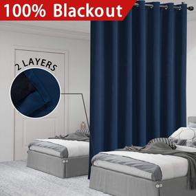 img 3 attached to WONTEX Navy 100% Blackout Curtains For Bedroom, Living Room & Patio – Large 100"X84" Thermal Insulated Room Dividers With Grommet Panels