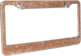 img 3 attached to 🌟 Premium Stainless Steel Bling License Plate Frames - 2 Pack, Luxury Handcrafted True Color Champagne Rhinestone, Giftbox Included