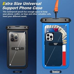 img 3 attached to Waterproof Phone Pouch Set - 2 Large IPX8 Cases Compatible With IPhone And Galaxy For Swimming And Vacation, 10" Deep Blue Design
