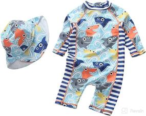 img 4 attached to Kids Baby Shark One Piece Swimsuit Set - Cute Swimwear with Rash Guard, Sunsuit, and UPF 50+ Hat