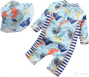 img 3 attached to Kids Baby Shark One Piece Swimsuit Set - Cute Swimwear with Rash Guard, Sunsuit, and UPF 50+ Hat