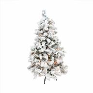 рождественская елка среднего размера из флокированной сосны высотой 3 фута со светодиодной подсветкой теплого белого цвета логотип