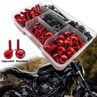 upgraded version motorcycle fairing bolt kit complete windscreen bodywork screws washers nut clips fasteners for kawasaki suzuki ducati (red) logo