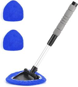 img 4 attached to 🔹 JustTOP Window Windshield Cleaning Tool: Extendable Long-Reach Handle for Efficient Car and Office Interior Exterior Cleaning - Blue