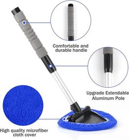 img 3 attached to 🔹 JustTOP Window Windshield Cleaning Tool: Extendable Long-Reach Handle for Efficient Car and Office Interior Exterior Cleaning - Blue